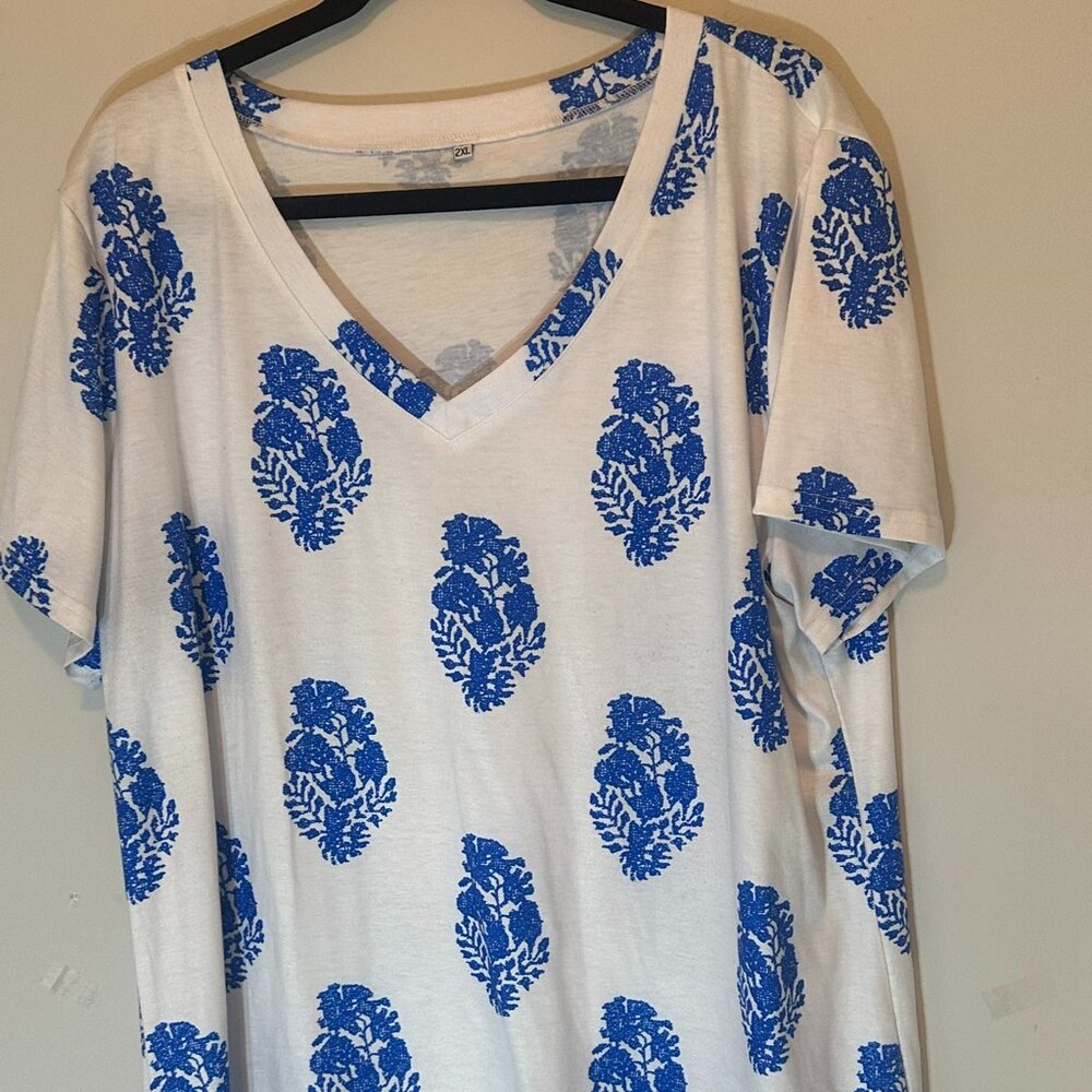 Persun Loose Fit Floral Graphic T-Shirt Size 2X